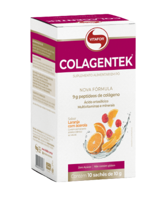 Colagentek - 10 Sachês 10g - Laranja com Acerola - VITAFOR