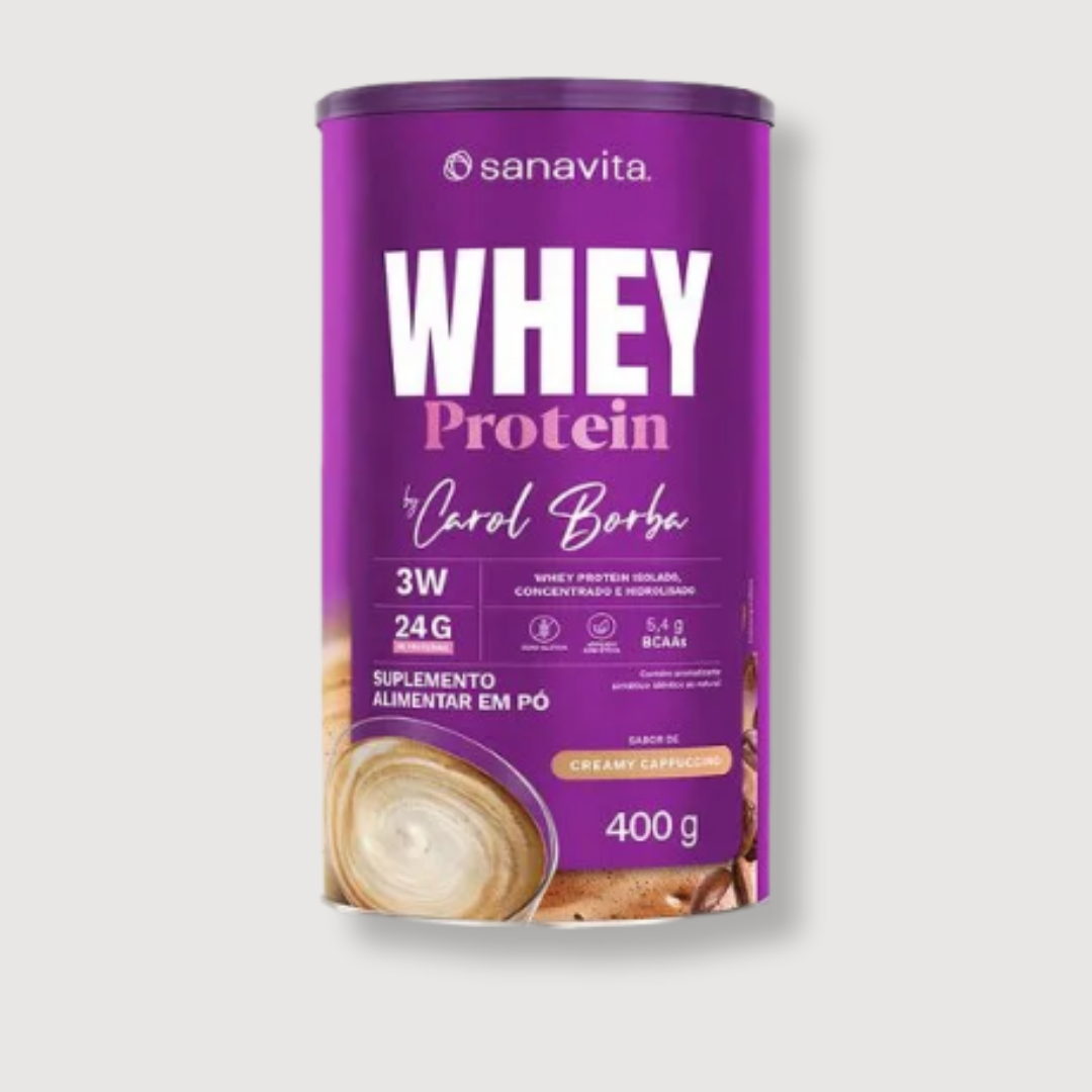 Whey 3W  Carol Borba 400g  - Creamy Cappuccino - SANAVITA