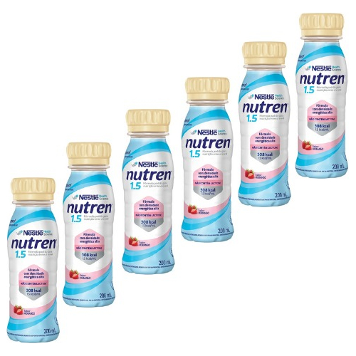 Nutren 1.5 200ml - Morango - Kit 6 unidades - NESTLÉ