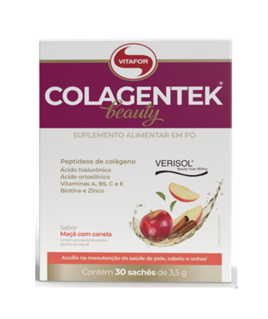 Colagentek Beuaty - 30 Sachês 3,5g - Maça com Canela - VITAFOR