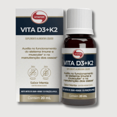 Vita D3 + K2 Líquida 20ml - Sabor Menta - VITAFOR